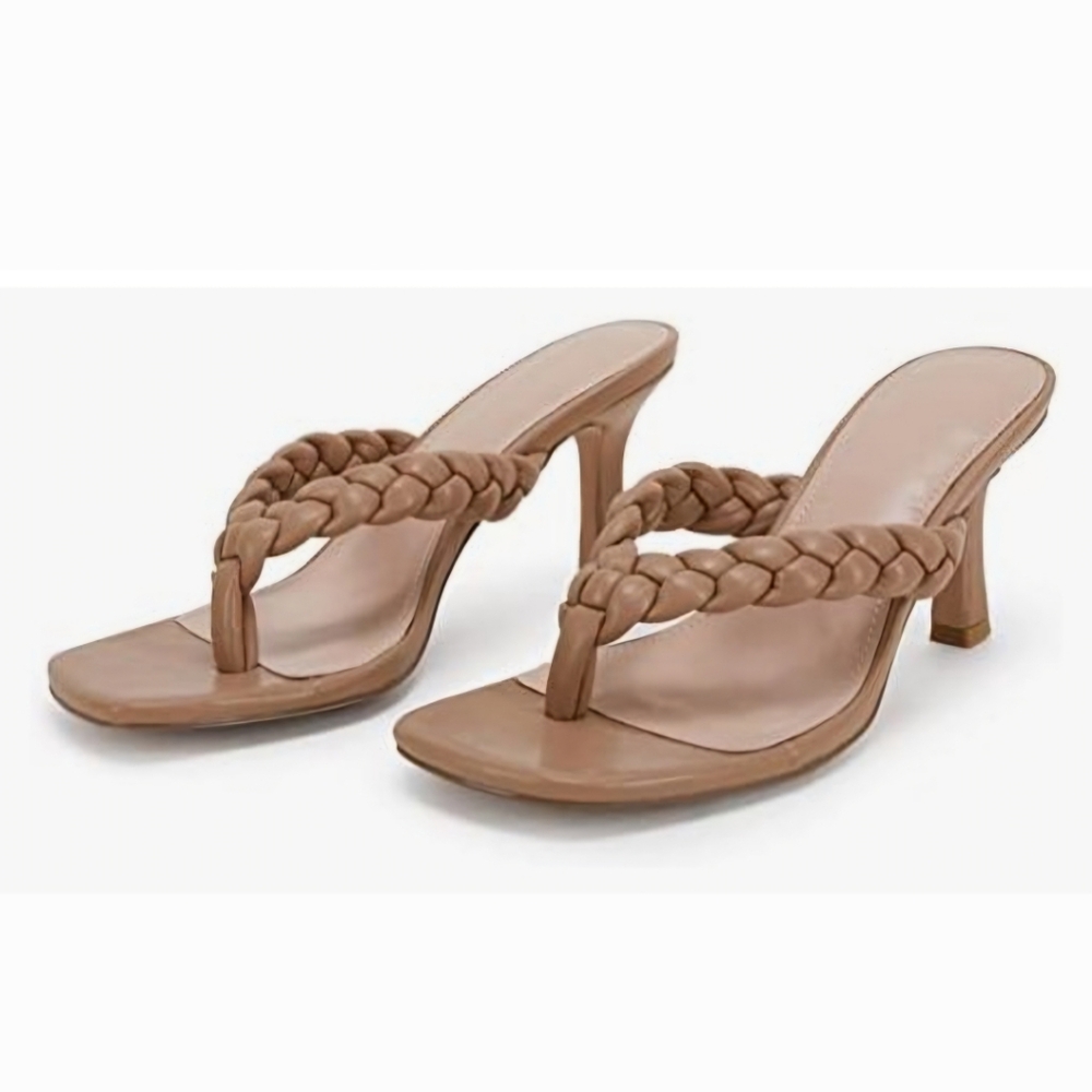 Rilista Heeled Sandals Square Open Toe Slip On Heel Sandals. Sz 10. New